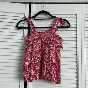 J.Crew Girls Red and White Print Strap Top